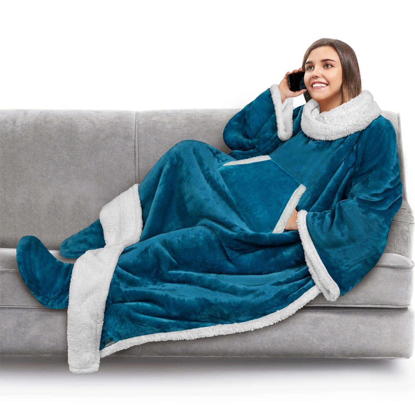 Blanket with Sleeves - Foot Pockets