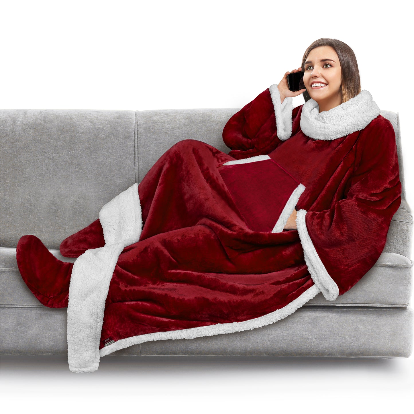 Blanket with Sleeves - Foot Pockets