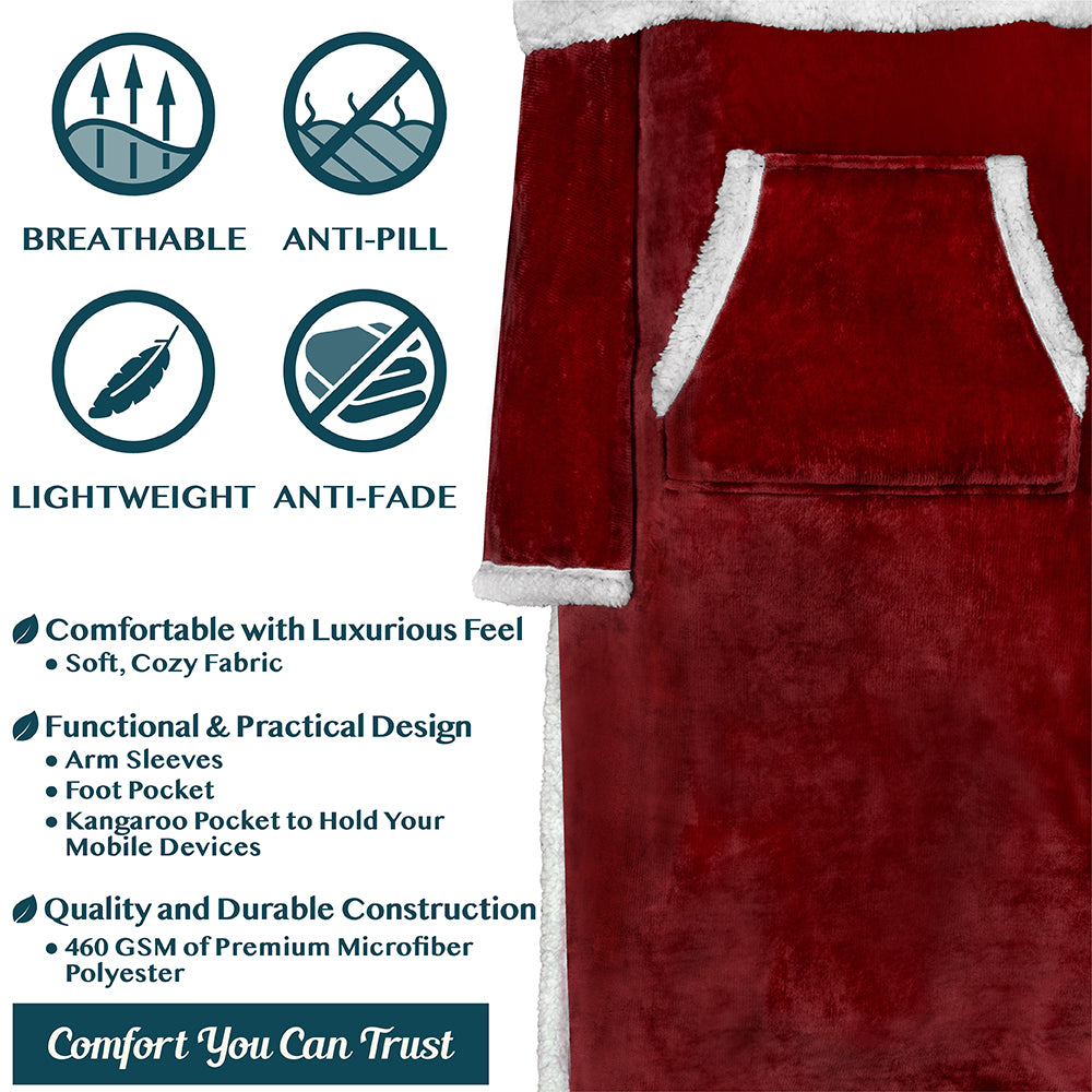 Blanket with Sleeves - Foot Pockets