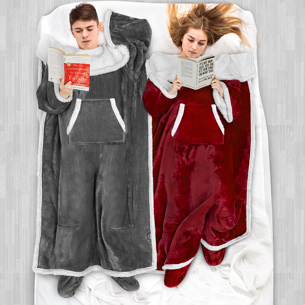 Blanket with Sleeves - Foot Pockets