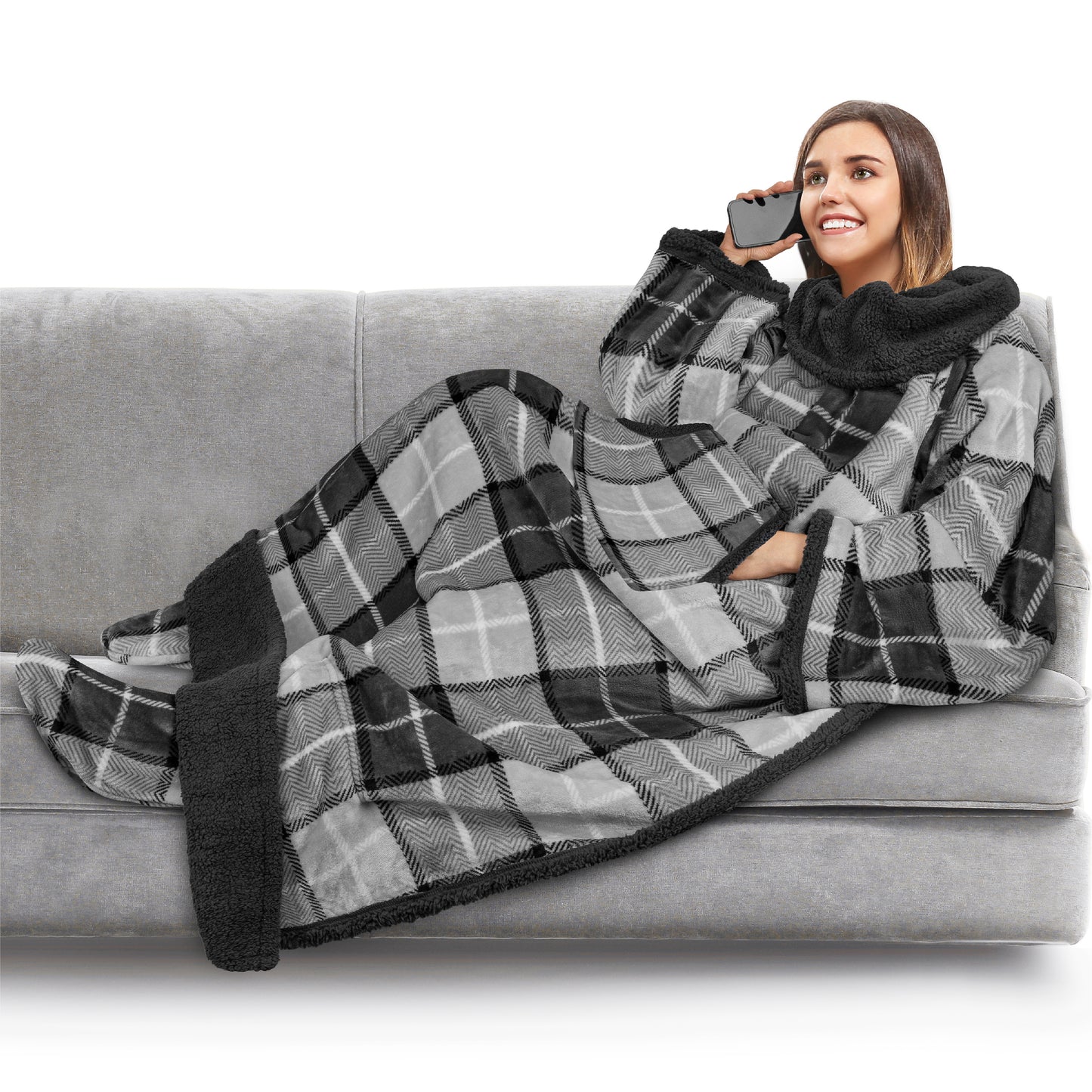 Blanket with Sleeves - Foot Pockets