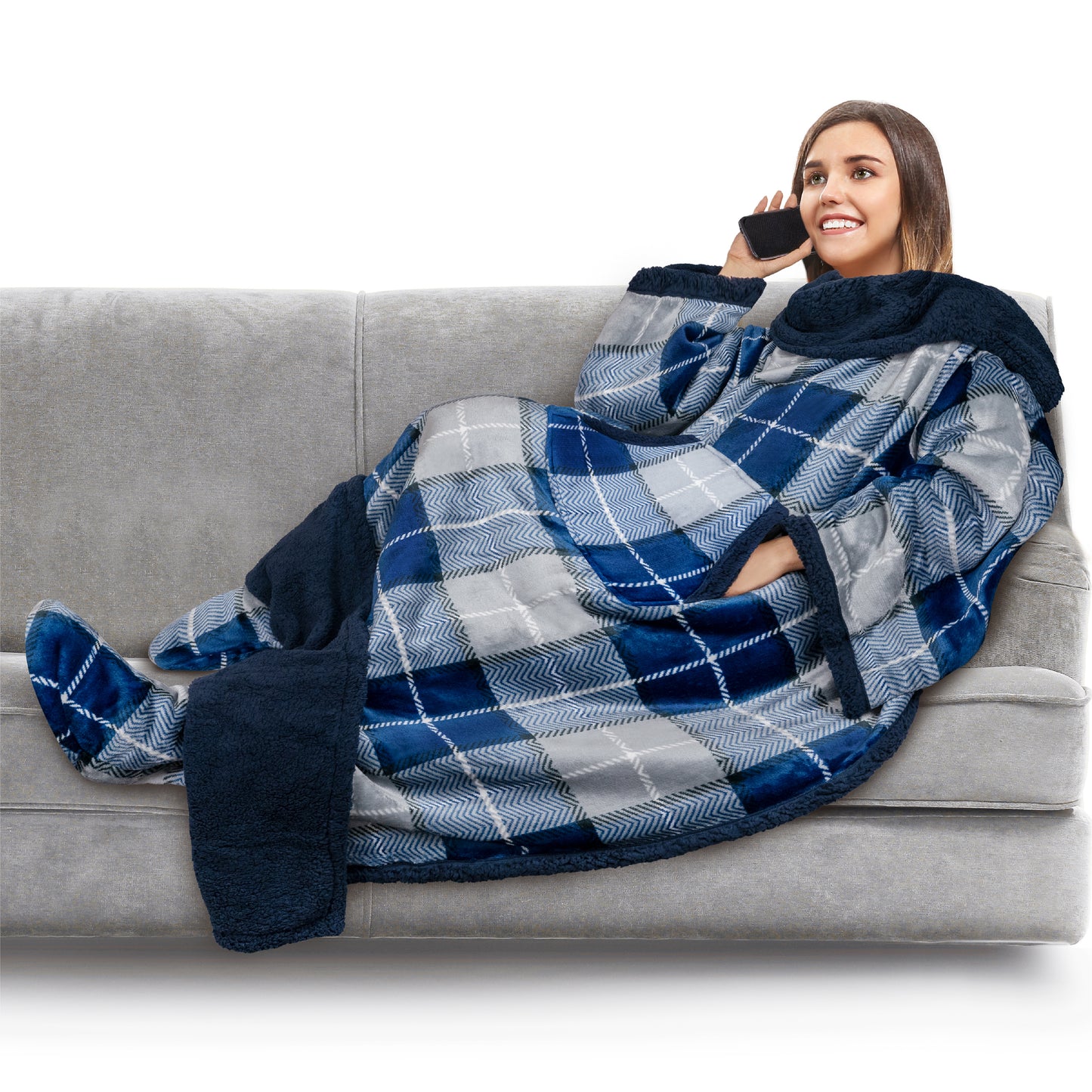 Blanket with Sleeves - Foot Pockets