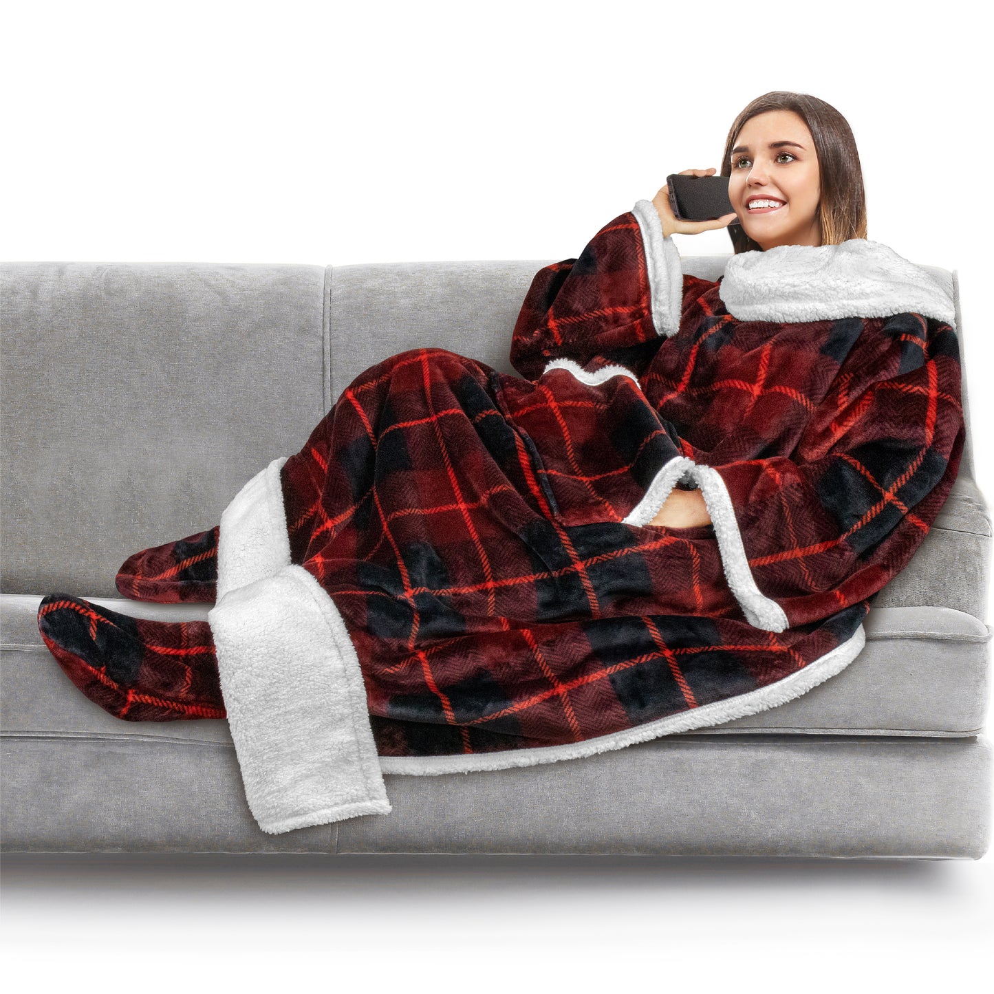 Blanket with Sleeves - Foot Pockets