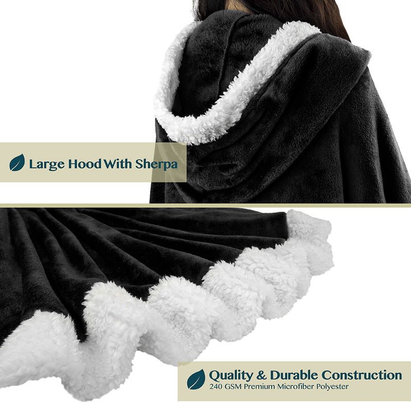 Angel Wrap Hoodie Sherpa Poncho Blanket