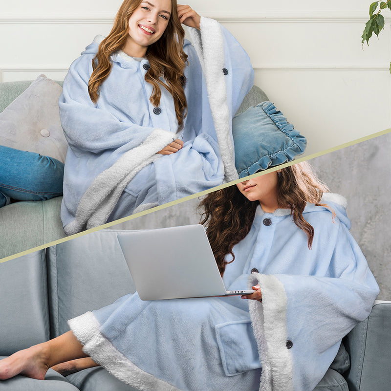 Angel Wrap Hoodie Sherpa Poncho Blanket