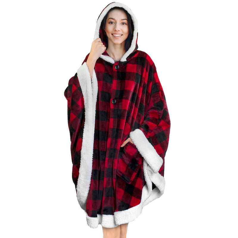 Angel Wrap Hoodie Sherpa Poncho Blanket