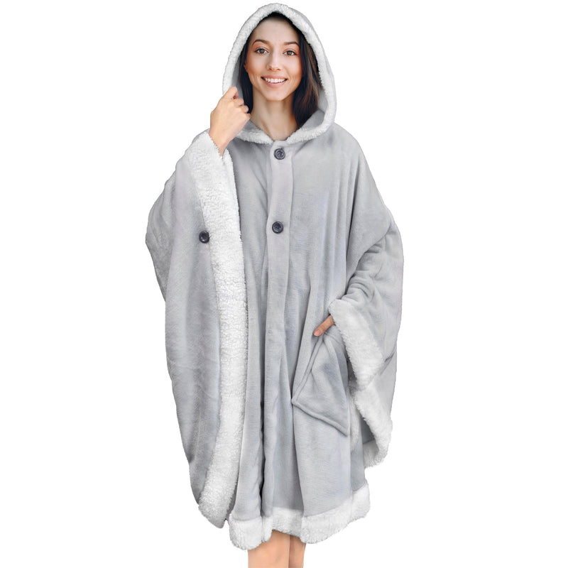 Angel Wrap Hoodie Sherpa Poncho Blanket