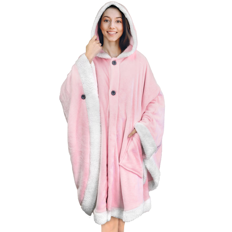 Angel Wrap Hoodie Sherpa Poncho Blanket