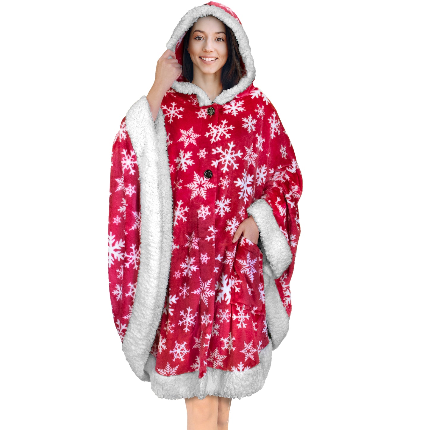 Angel Wrap Hoodie Sherpa Poncho Blanket