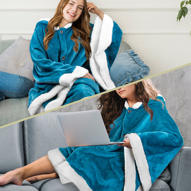 Angel Wrap Hoodie Sherpa Poncho Blanket