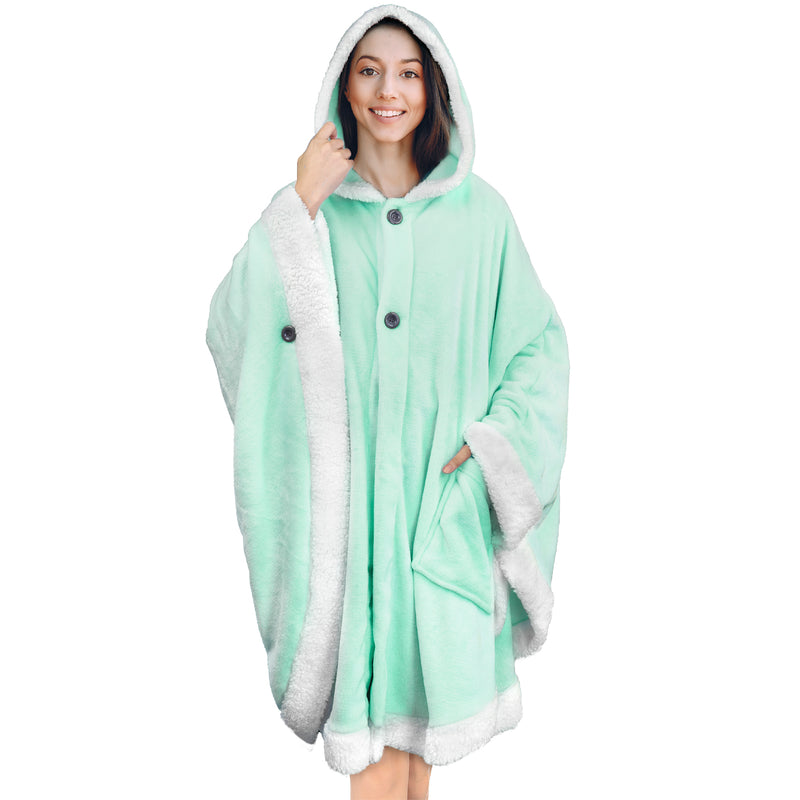 Angel Wrap Hoodie Sherpa Poncho Blanket