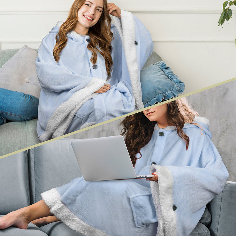 Angel Wrap Hoodie Sherpa Poncho Blanket