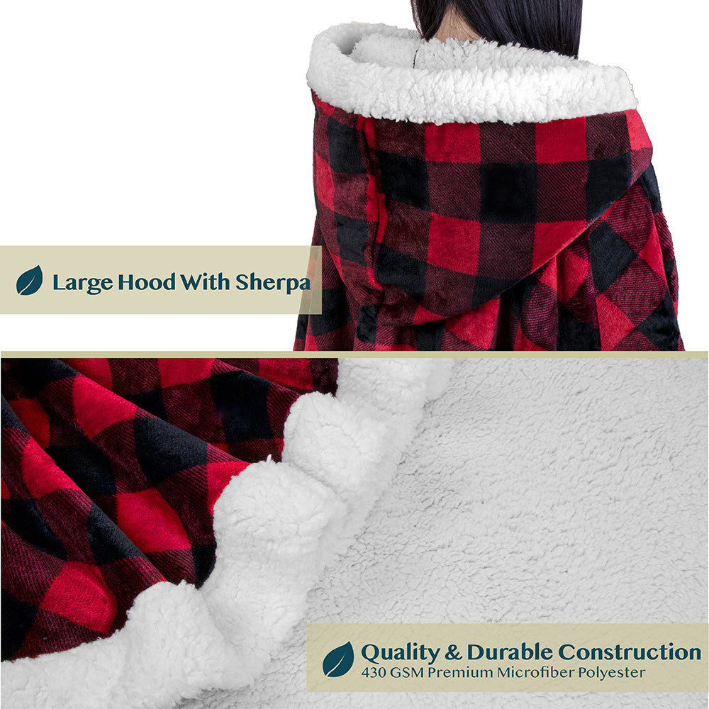 Angel Wrap Hoodie Sherpa Poncho Blanket