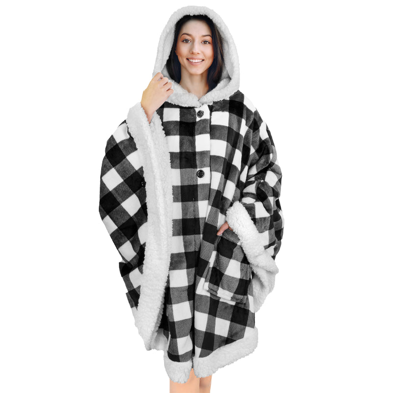 Angel Wrap Hoodie Sherpa Poncho Blanket