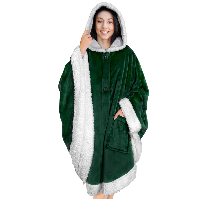 Angel Wrap Hoodie Sherpa Poncho Blanket