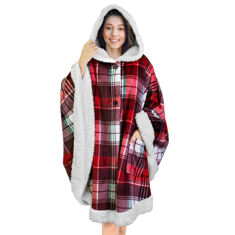 Angel Wrap Hoodie Sherpa Poncho Blanket