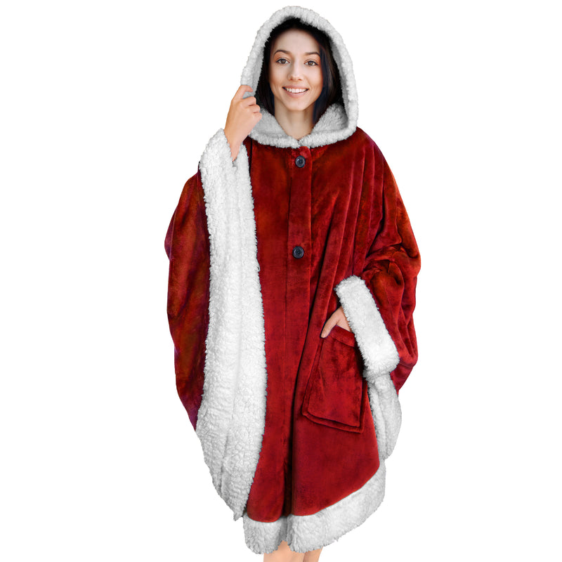 Angel Wrap Hoodie Sherpa Poncho Blanket