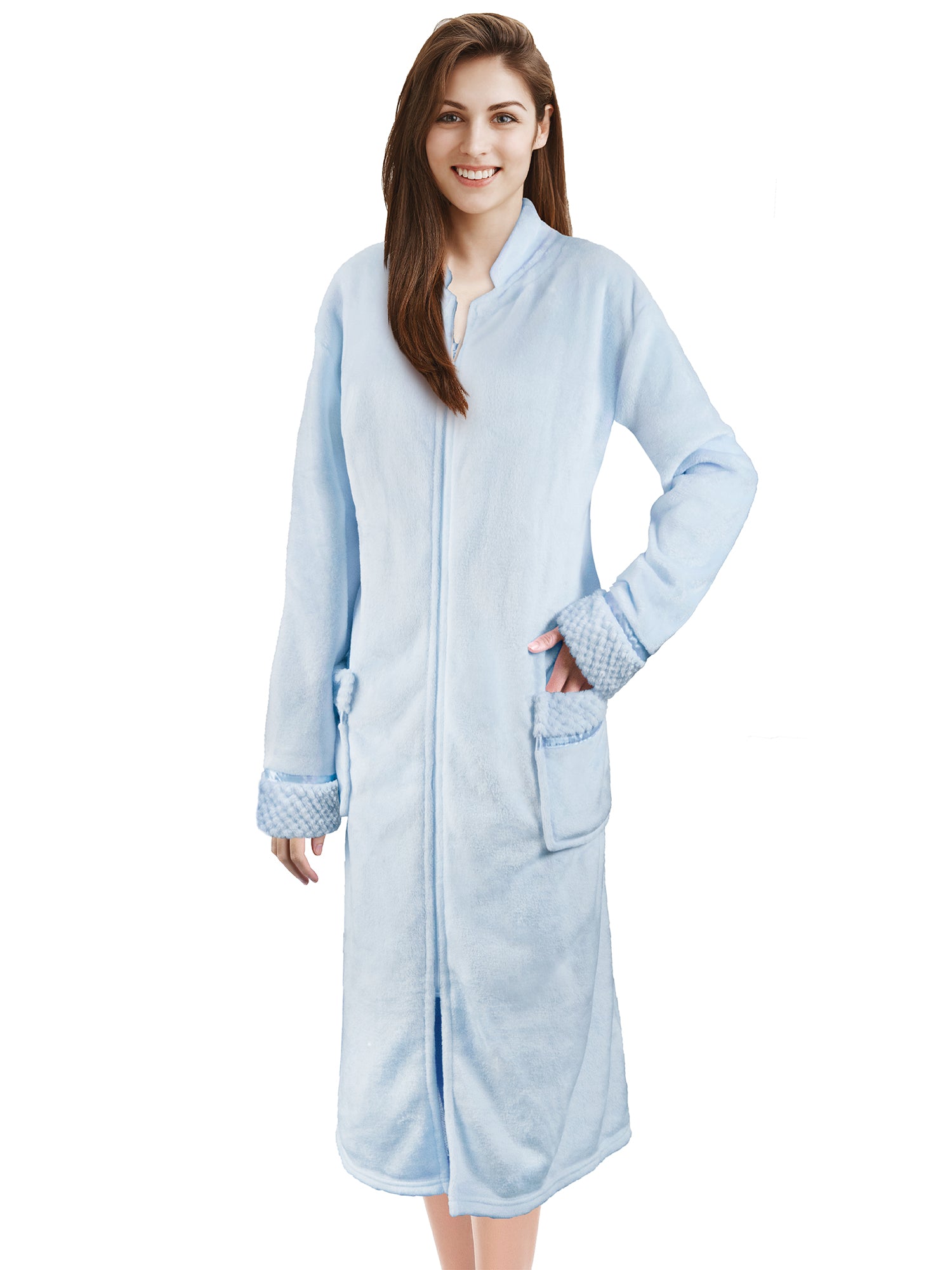 Miss Elaine Women's Long-Sleeve Zip-Up Knit Robe - Macy's