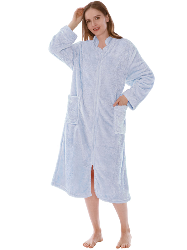 Women's Sherpa Housecoat Zipper Robe