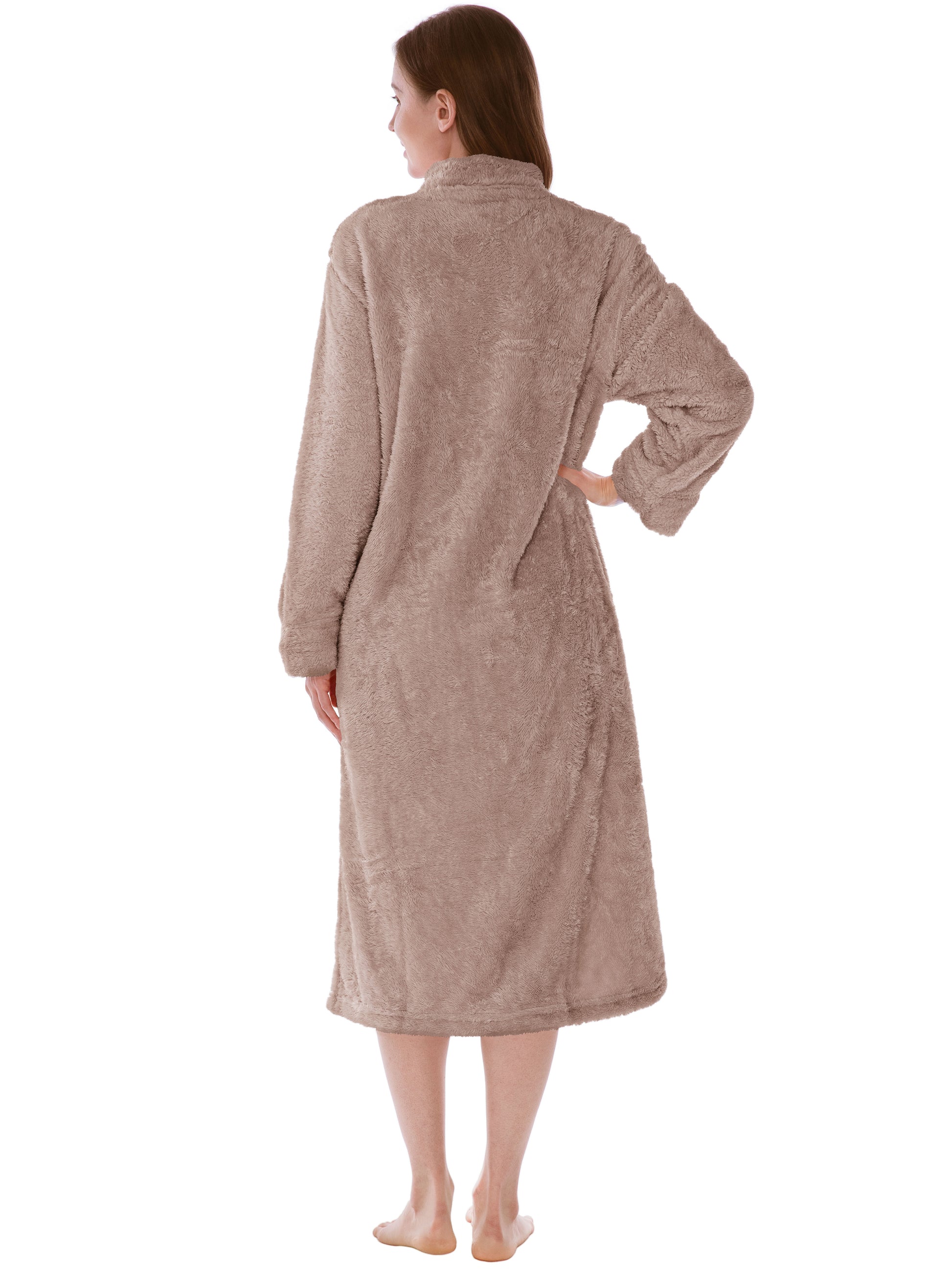 Long Zip Zipper Front Chenille Zip Robe LYCY Women Plush Zipper