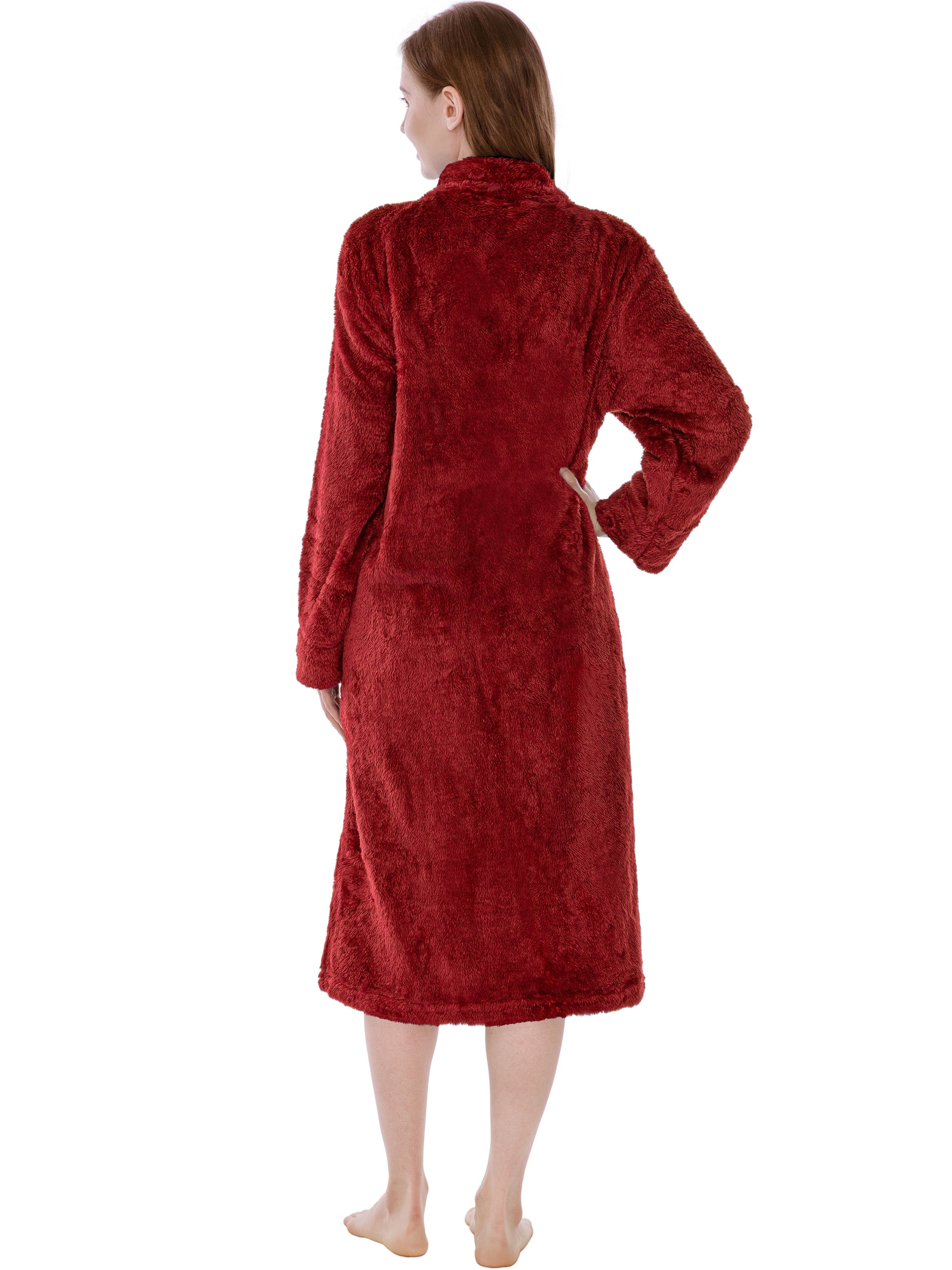 Women's Sherpa Housecoat Zipper Robe
