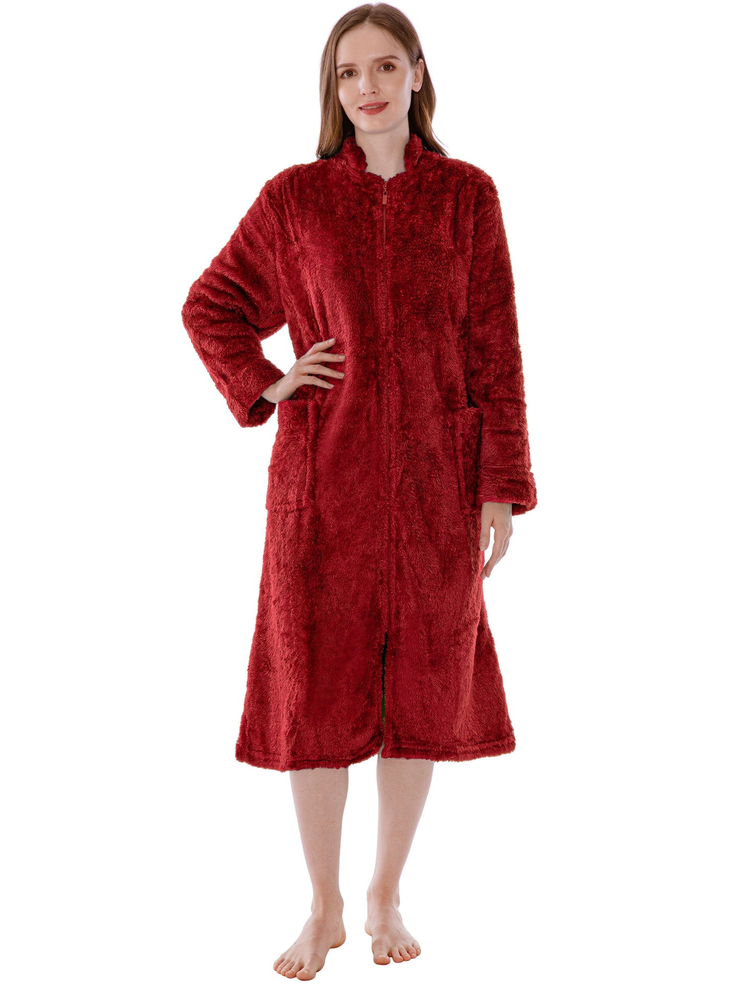 Women's Sherpa Housecoat Zipper Robe