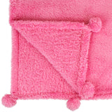 Pom Pom Fringe Sherpa Throw Blanket