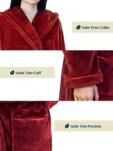 Women's Satin Trim Fleece Robe with Hood