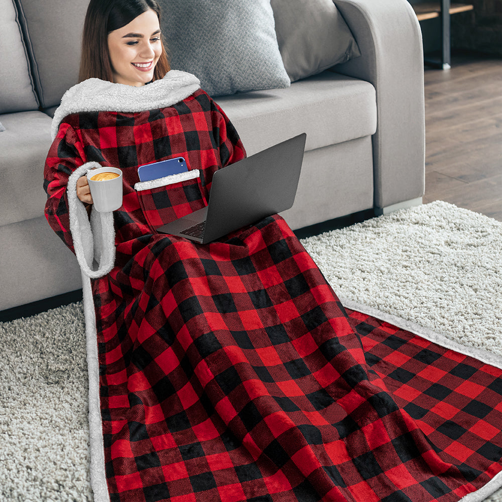 Blanket with Sleeves - Patch Pocket