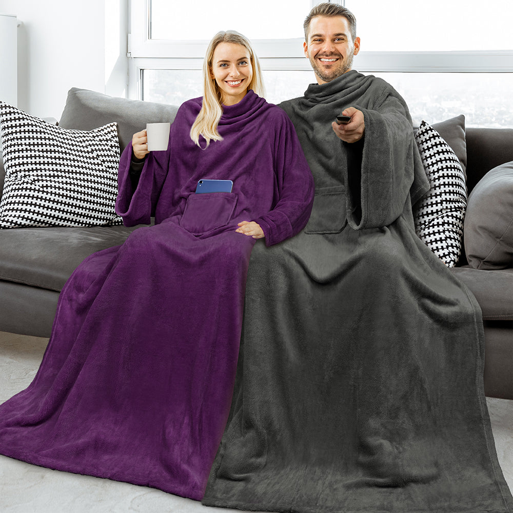 Blanket with Sleeves - Patch Pocket