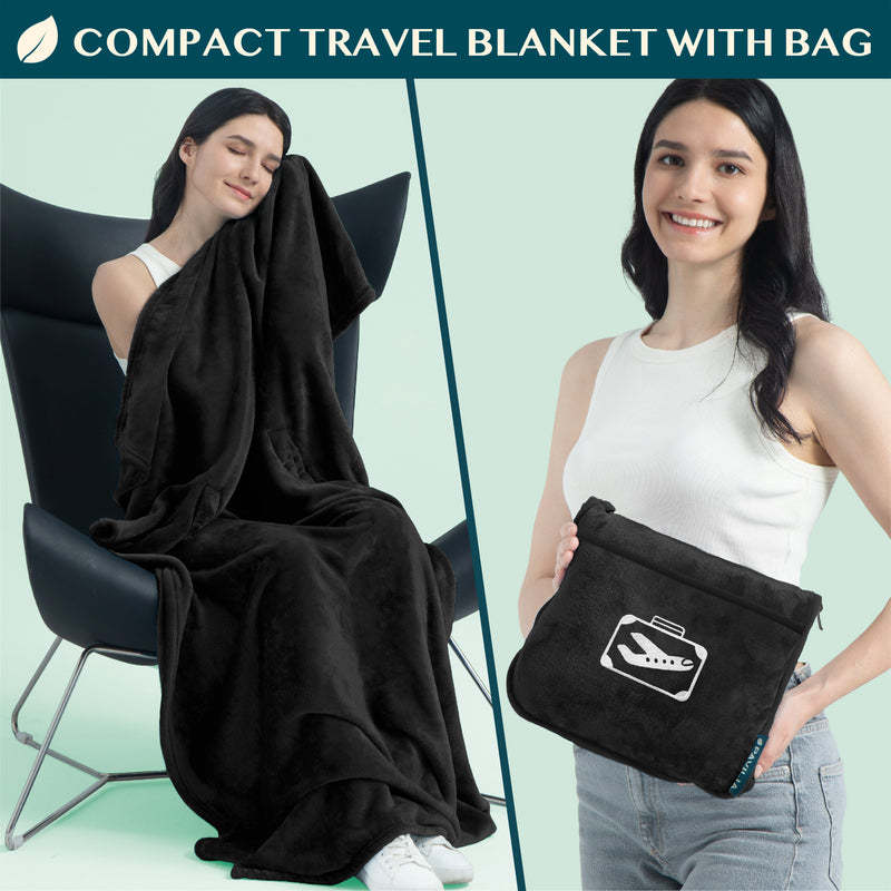Airplane Fleece Travel Blanket Pillow