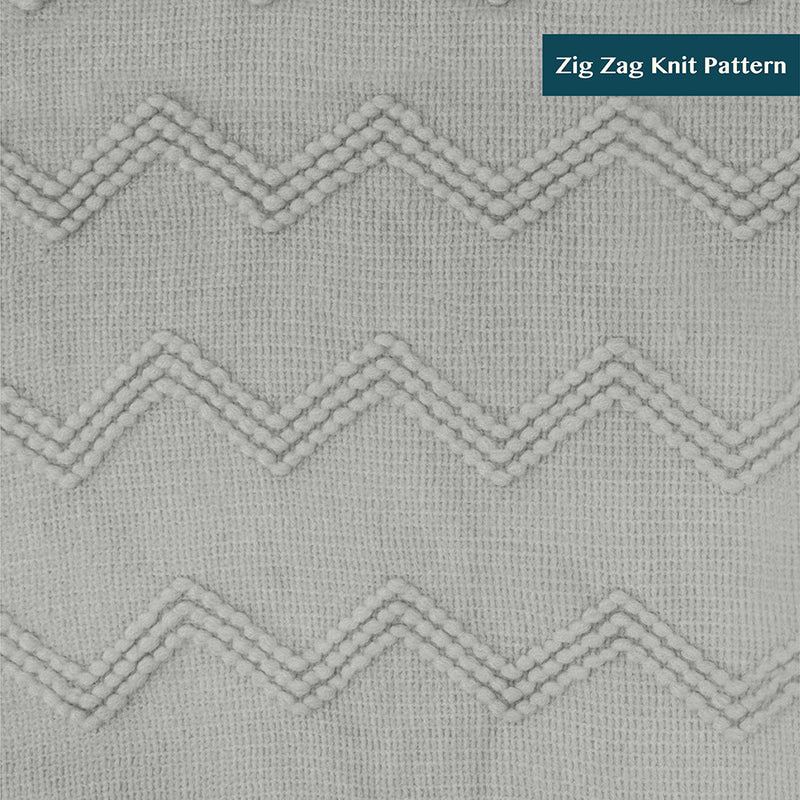 Zig Zag Knit Fringe Throw Blanket