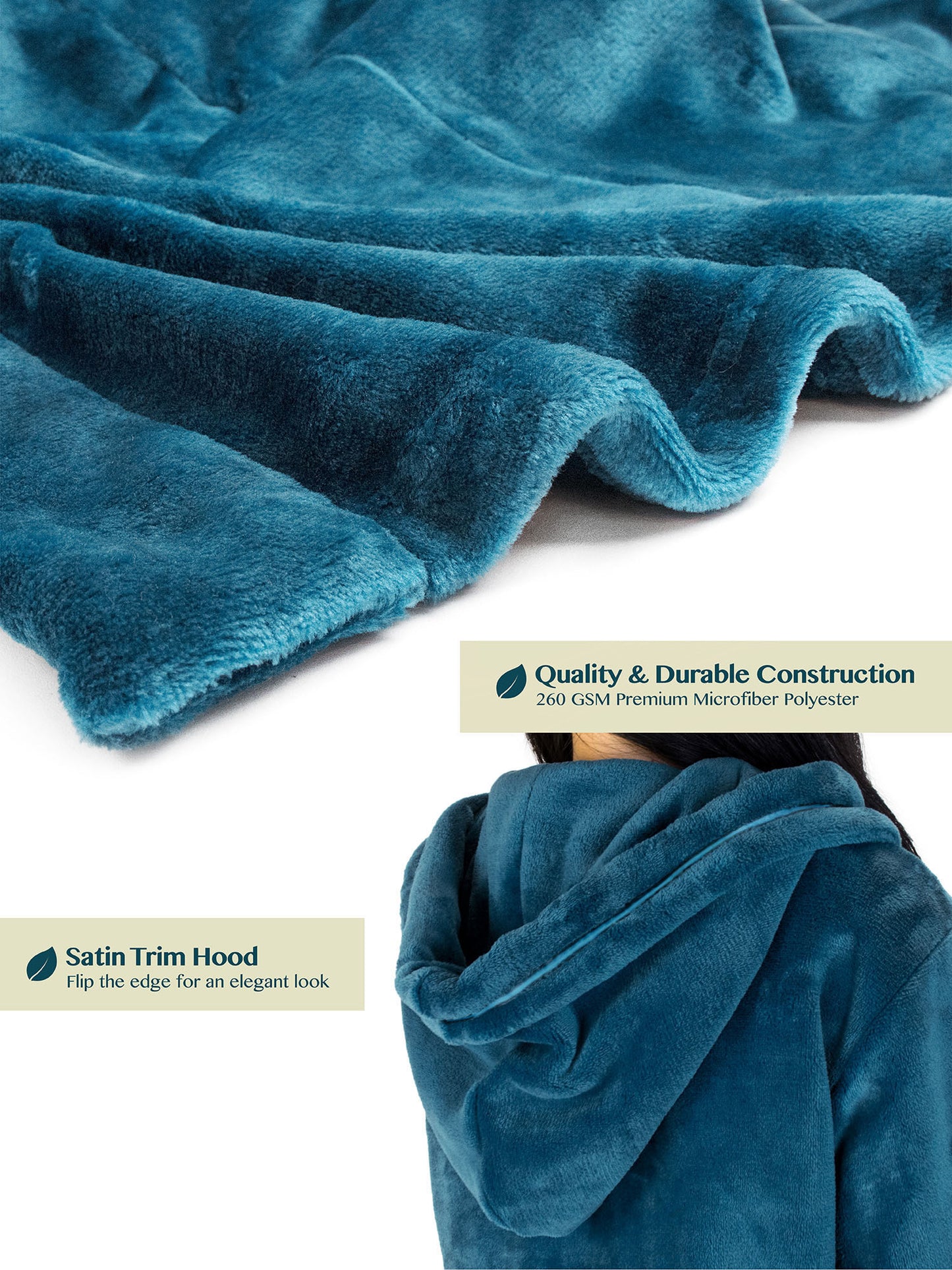 Women's Satin Trim Fleece Robe with Hood
