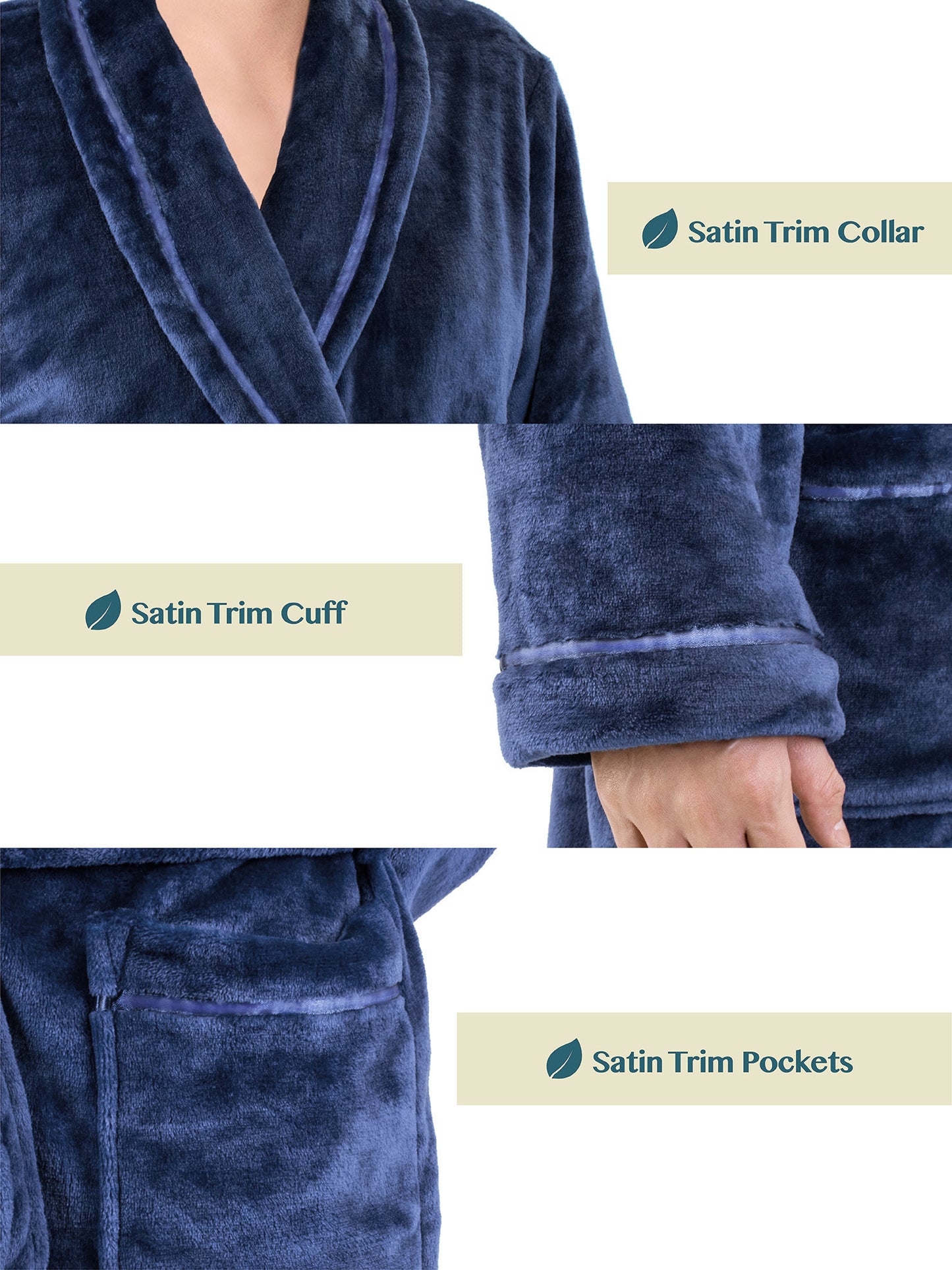 Men's Satin Trim Fleece Robe