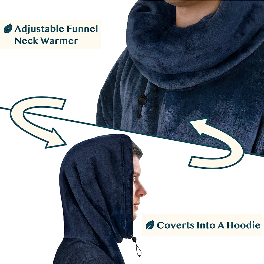 Neck Warmer Hooded Poncho Blanket