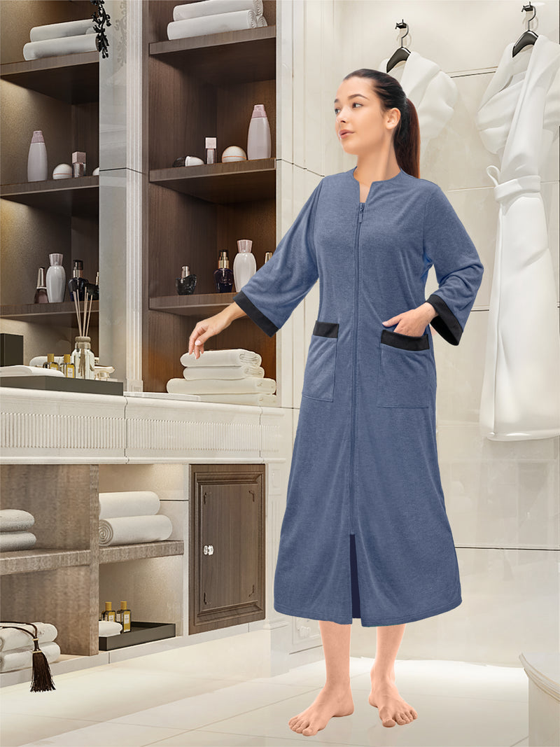 Women's Jersey Housecoat Zipper Robe