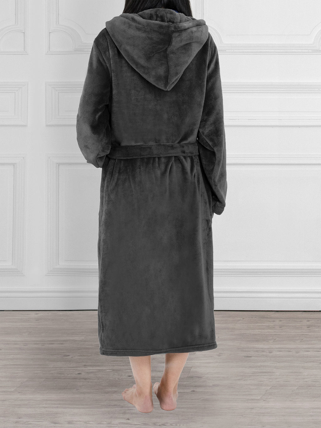 Women's Satin Trim Fleece Robe with Hood