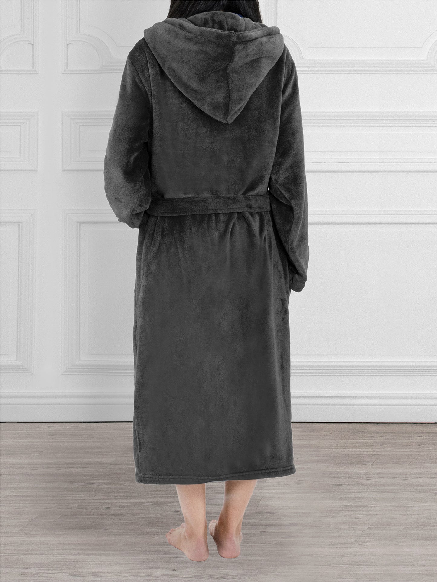Women's Satin Trim Fleece Robe with Hood