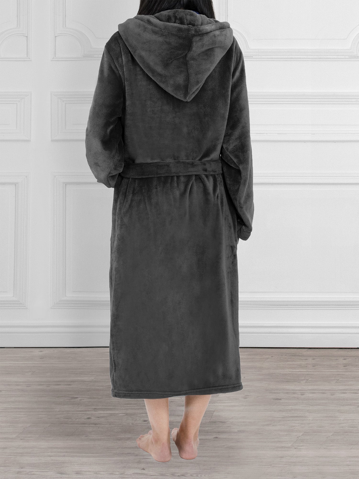 Women's Satin Trim Fleece Robe with Hood