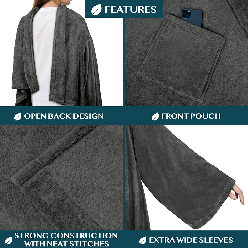 Blanket with Sleeves - Patch Pocket