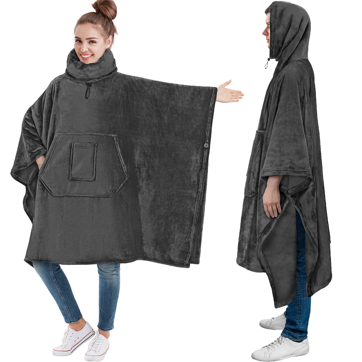 Neck Warmer Hooded Poncho Blanket – PAVILIA