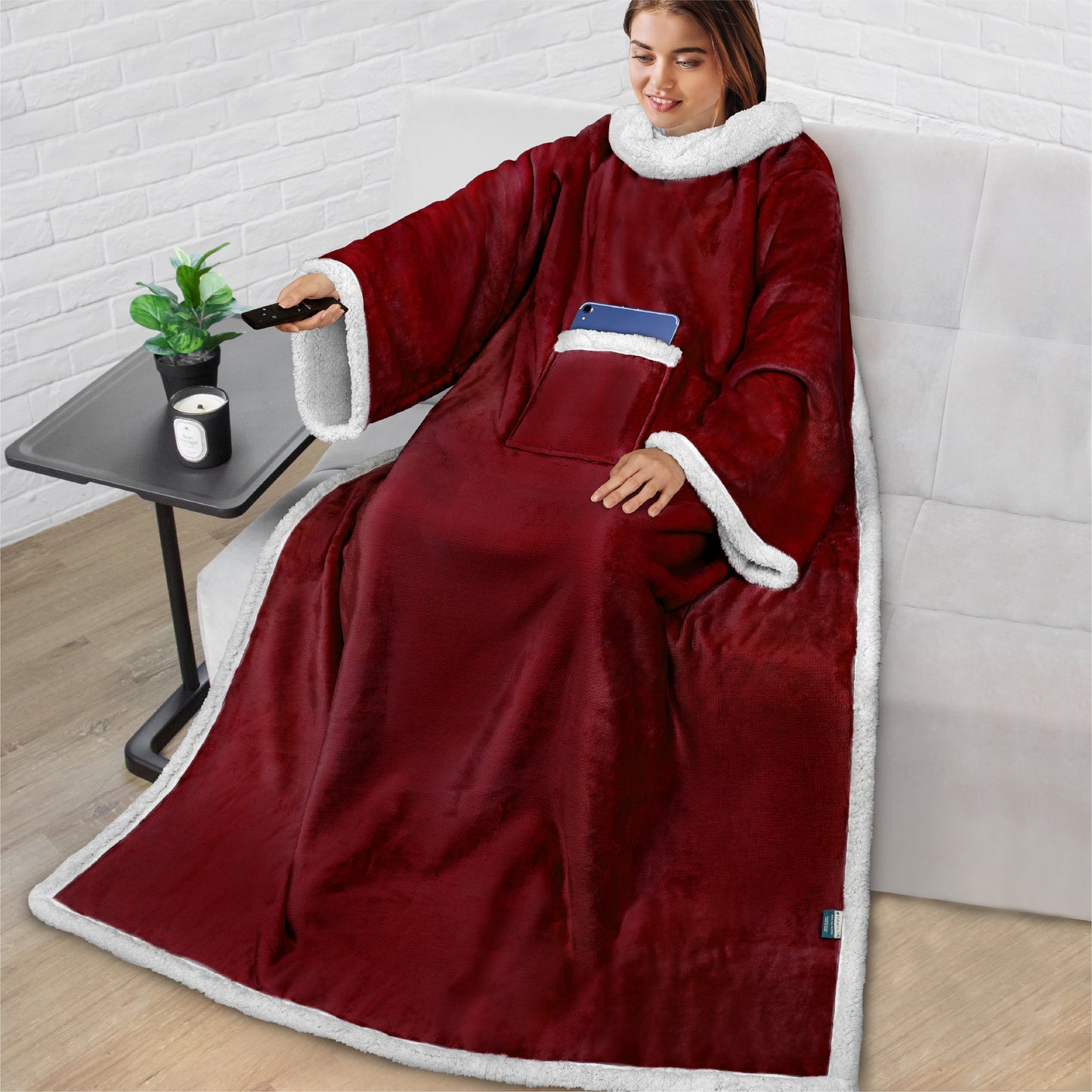 Blanket with Sleeves - Patch Pocket