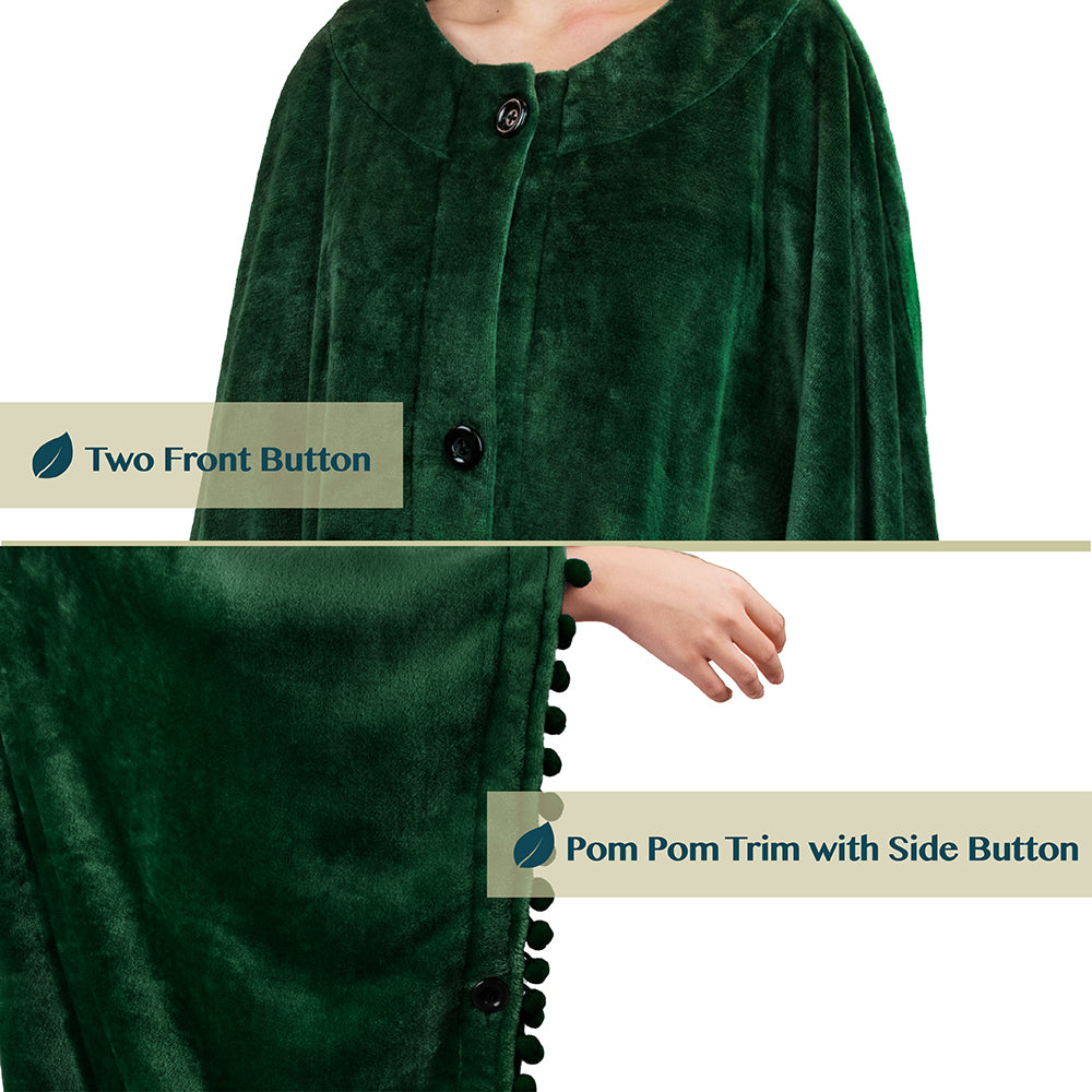 Angel Wrap Pom Pom Fringe Poncho Blanket