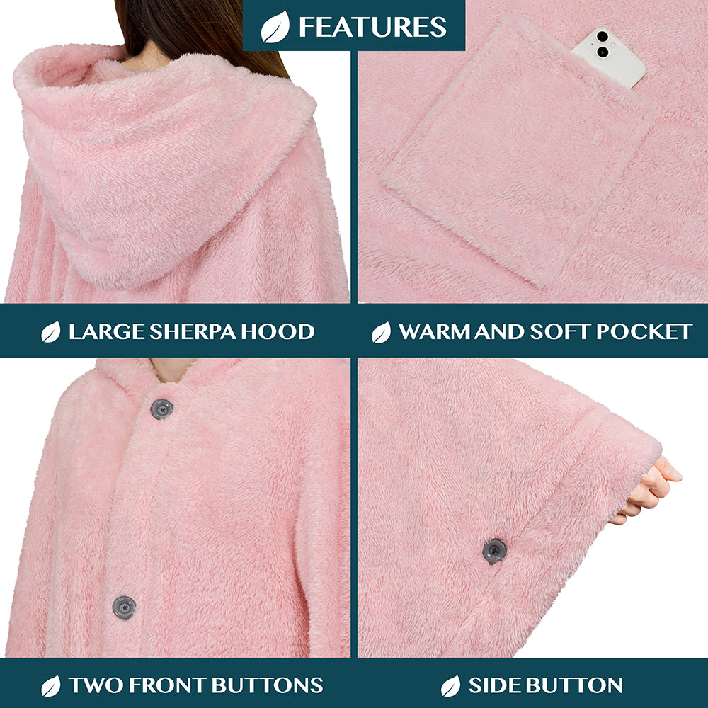 Angel Wrap Hoodie Sherpa Fluffy Poncho Blanket