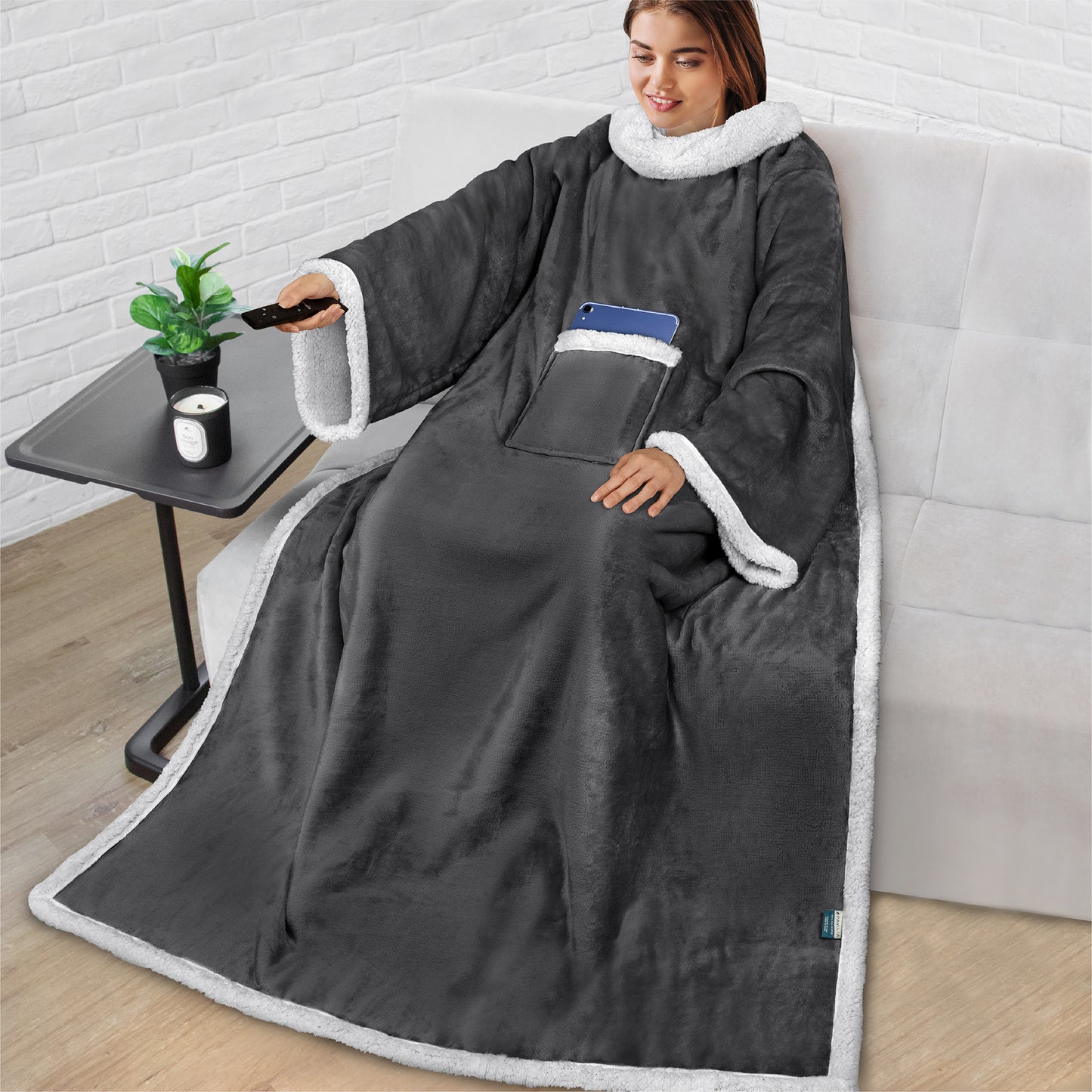 Blanket with Sleeves - Patch Pocket