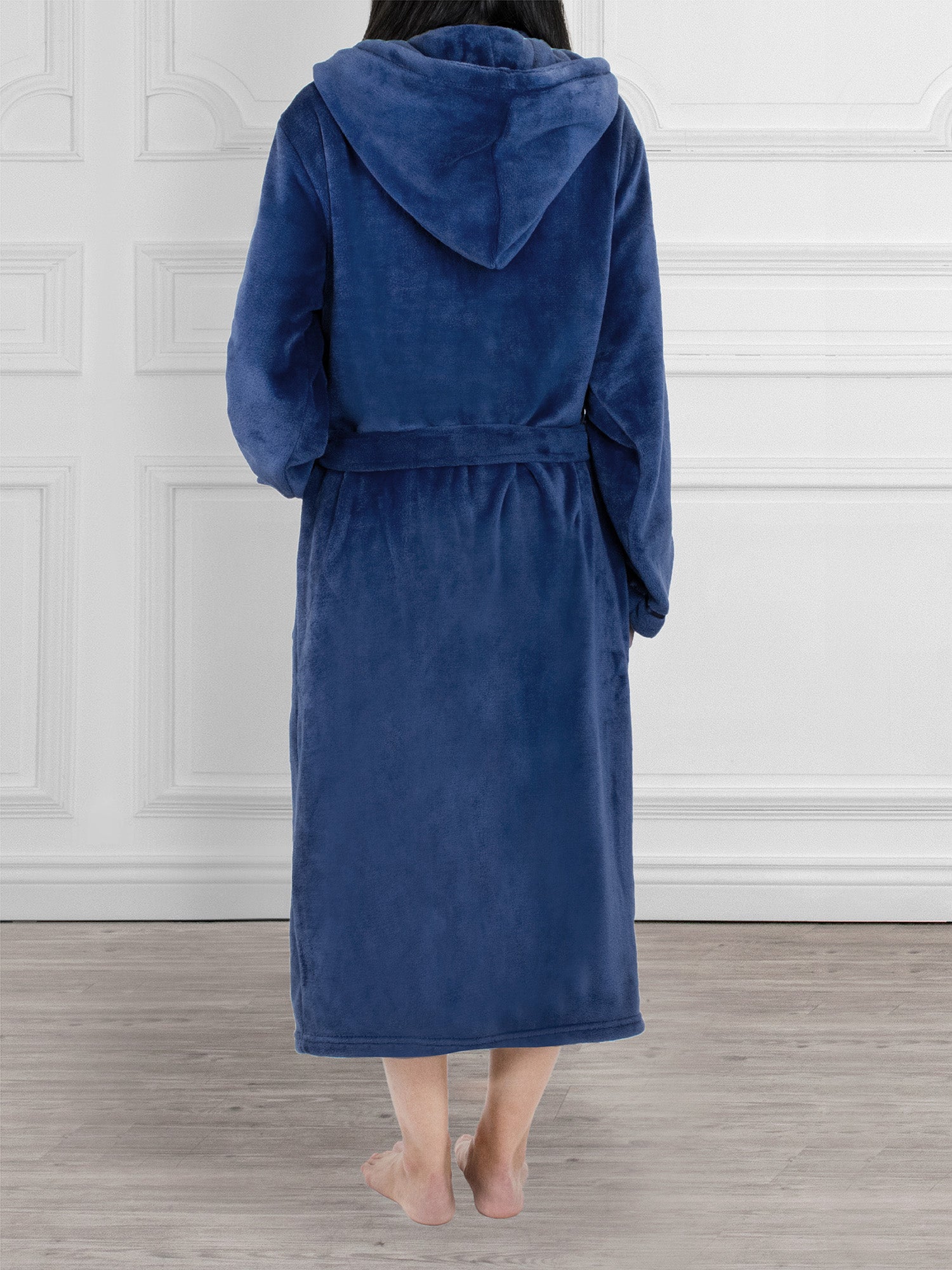 Women's Satin Trim Fleece Robe with Hood