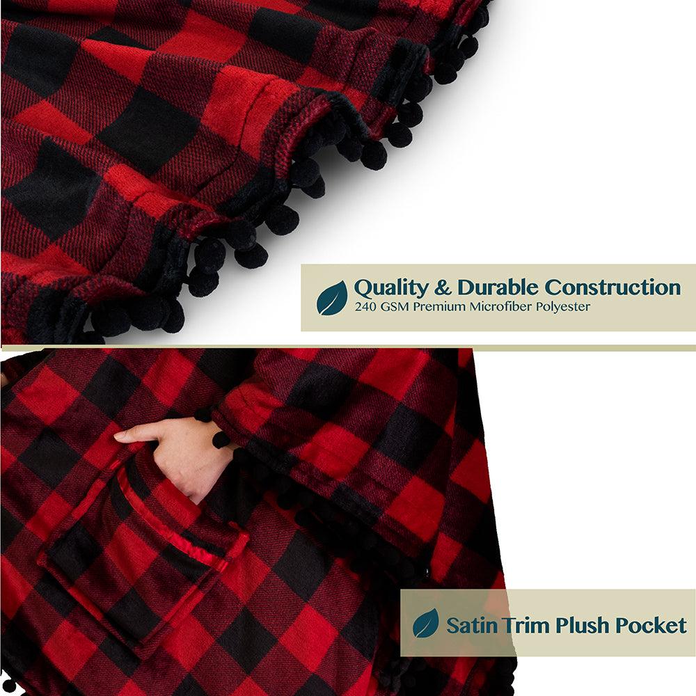 Classic Pom Pom Fringe Poncho Blanket