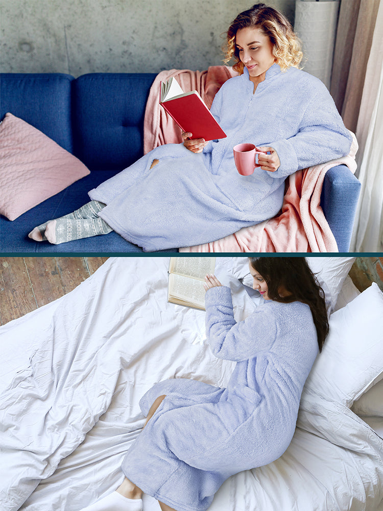 Women's Sherpa Housecoat Zipper Robe