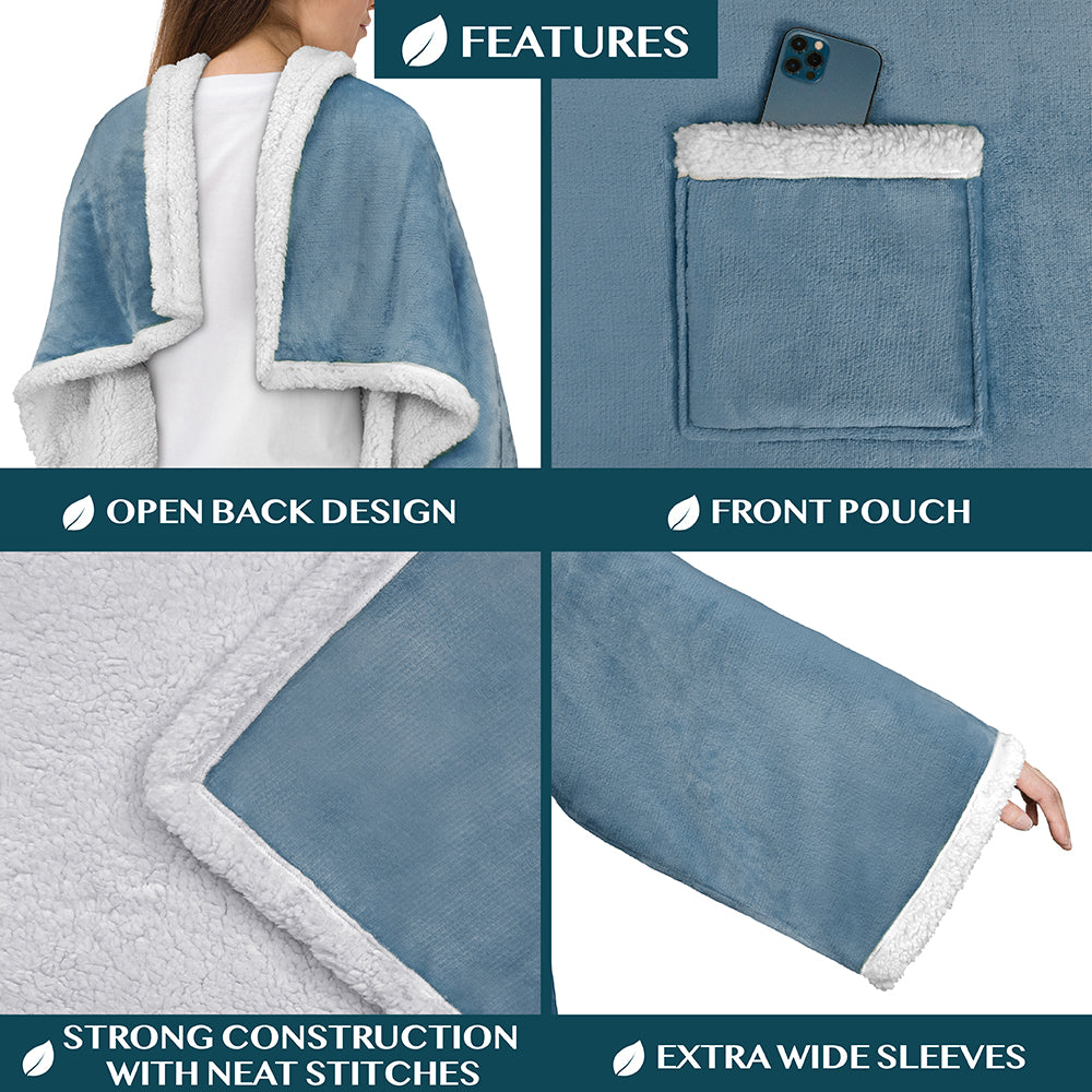 Blanket with Sleeves - Patch Pocket