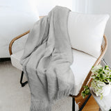 Zig Zag Knit Fringe Throw Blanket